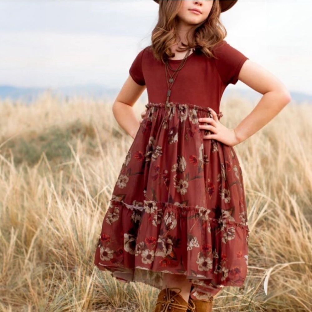 Joyfolie Lorelei Hi-Lo Tulle‎ Floral Dress NEW